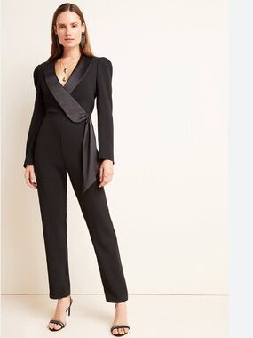 Anthropologie By Harlyn Tesorina Tuxedo Jumpsuit In Black